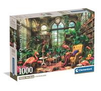 Clementoni - 39936 Jigsaw Puzzle 1000 Pieces for Adults and Teenagers, Collection, Green House Library Theme, Poster Included, Compact Box, Illustration Library, Made in Italy, 70 x 50 cm, 39936
