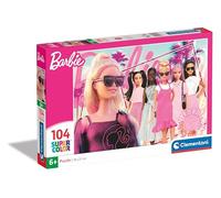 Clementoni Jigsaw Puzzle Barbie 104 Pieces - Supercolor Puzzle For Children 6-8 Years, Cartoon, Gift For Girls, Puzzle For Kids, Made In Italy, 25752