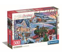 Clementoni Jigsaw Puzzle Cube Christmas Train 500 Pieces - Compact Box - Puzzle For Adults 14-99 Years, Gift For Men/Women, Made In Italy, 35566