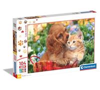 Clementoni Jigsaw Puzzle Cute Friends 104 Maxi Pieces - Supercolor Puzzle For Children 4-6 Years, Realistic, Animals, Gift For Boy/Girls, Puzzle For Kids, Made In Italy, 25763