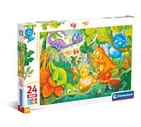 Clementoni Jigsaw Puzzle Dinos Happy Oasis 24 Maxi Pieces - Supercolor Puzzle For Children 3-5 Years, Cartoon, Dinosaurs, Gift For Boy/Girls, Puzzle For Kids, Made In Italy, 28524