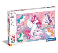 Clementoni Jigsaw Puzzle Jolly Unicorns 24 Maxi Pieces - Supercolor Puzzle For Children 3-5 Years, Cartoon, Unicorn, Gift For Boy/Girls, Puzzle For Kids, Made In Italy, 28525