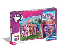 Clementoni Jigsaw Puzzle My Little Pony 3 Puzzle With 48 Pieces - Supercolor Puzzle For Children 5-7 Years, Cartoon, Gift For Boy/Girls, Puzzle For Kids, Made In Italy, 25322