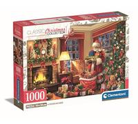 Clementoni Jigsaw Puzzle Santa's Visit 1000 Pieces - Compact Box, Poster Included, Puzzle For Adults 14-99 Years, Gift For Men/Women, Made In Italy, 39924