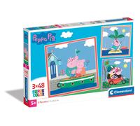 Clementoni - 25293 - Supercolor Puzzle - Peppa Pig - 3x48 Pieces (3 Puzzles Included), Jigsaw Puzzle For Kids Age 5, Puzzle Cartoon, Made In Italy
