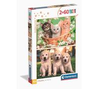 Clementoni Puzzle 2 x 60 Brothers in Fur 120 Pieces - for Children 4-6 Years, Gift for Children, Made in Italy, 24820