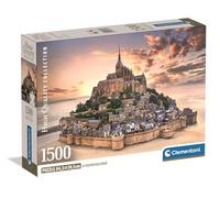 Clementoni Puzzòe 1500 pieces, Collection, The Mont Saint-Michel Rising Sun, Compact box, Made in Italy, 31730