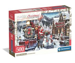 CLEMENTONI - PZL 500 XMAS COLL. TRAIN STATION W/SNOWMAN - 35627