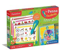Clementoni Sapientino - The Talking Pen 1000 Quiz, Electronic Educational Game 3-6 Years, 64 Activities and 32 Cards for Learning Letters and Numbers, Made in Italy, Italian Language, 16798