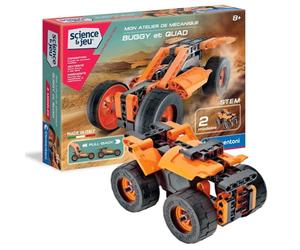 Clementoni | Science & Game - My Buggy and Quad Mechanics Workshop for Children 8 Years + | Mechanical STEM Kit Construction 100 Interchangeable Parts | Pull-Back Mechanism | Interactive 3D App