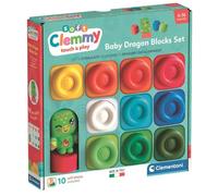 Clementoni Soft Clemmy 17604 Baby Dragon Blocks Set, 10 Soft Bricks for Children 6+ Months, Fantasy Character, Washable and Non-Toxic, Sensory and Manual Development, Made in Italy,