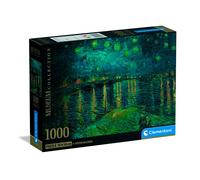 Clementoni - Van Gogh 1000 Piece Art Jigsaw Puzzle for Adults and Children, Museum Collection, Starry Night Theme on the Rhône, Poster Included, Compact Box, Gift Idea Made in Italy, 70 x 50 cm, 37095
