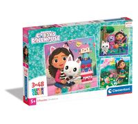 Clementoni Supercolor Gabbys Dollshouse Puzzle 3 x 48 Teile - Puzzle für Kinder