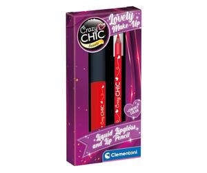 Clementoni toy lip gloss and lip liner cherry red makeup set