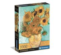 Clementoni - Van Gogh 1000 Piece Art Jigsaw Puzzle for Adults and Children, Museum Collection, Sunflowers Theme, Compact Box with Poster Included, Gift Idea for Men and Women, Made in Italy, 70 x 50