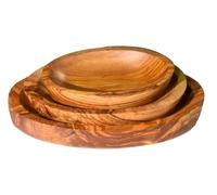 Cleminson 3 Piece Olive Wood Serving Dishes - Stackable Trio for Tapas & Dips | Rustic Wooden Nesting Bowls