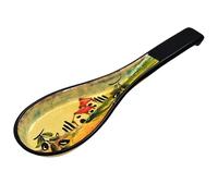 Cleminson Hand-Painted Spanish Ceramic Spoon Rest | Tuscan Farmhouse or Picasso Style Design | Cooking Holder for Spatulas, Spoons, Tongs, Ladles | Tea Bag Dish (Tuscan Farmhouse Black Theme)