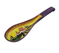 Cleminson Hand-Painted Spanish Ceramic Spoon Rest | Tuscan Farmhouse or Picasso Style Design | Cooking Holder for Spatulas, Spoons, Tongs, Ladles | Tea Bag Dish (Tuscan Farmhouse Lilac Theme)