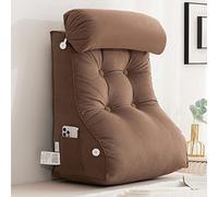 CLEMMO Reading Pillow,Back Support Pillow,Lumbar Support Cushion,With Detachable Neck Roll,With Removable Cover,For Sitting Up In Bed Relaxing Watching TV
