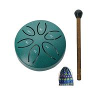 Clenp Steel Tongue Drum, 6 Notes Chakra Drum, Green, 8cm, 128g, Portable, Perfect for Yoga, Meditation, and Outdoor Use