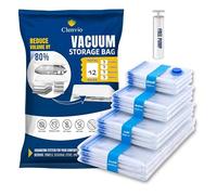 Clenvio Vacuum Compression Storage Bags with Free Hand Pump, 12 Pack Mixed Sizes, Transparent, Airtight Seal, Space Saver Bags for Clothes and Bedding Transparent 7 Layers Premium