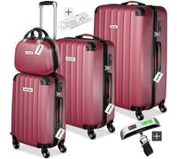 Tectake Cleo Hard-Shell Luggage Set With Tsa Lock And Luggage Scale - Burgundy