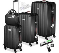 tectake Suitcase Set - 3 Suitcases, 1 Beauty Case, Luggage Scales & Tags in Black TECTAKE Black