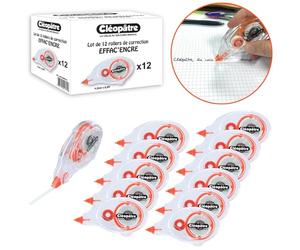 Cleopater Eraser Dry Ink 4.2 mm x 8 m Pack of 12 Fast and Accurate Dry Corrector Suitable for Right and Left Handers