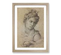 Cleopatra by Michelangelo Framed Wall Art Print A2 Oak