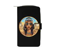 Cleopatra Egyptian Queen Ancient Egypt Womens PU Leather Wallet Long Purse Clutch Organizer for Office Travel