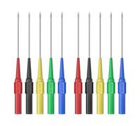 Cleqee 10PCS 0.7mm Test Probes Pins Long Version Five Colours | Non-Destructive Insulation Wire Piercing Needles, Stainless Steel, Multimeter Probes for 4mm Male Banana Plug