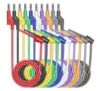Cleqee 10PCS 4mm Banana Plug to Test Hook Clip Test Leads Stackable Banana Pulg to Test Hook Soft Cables 500V 5A for Multimeter Electric Testing