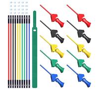 Cleqee 10PCS SMD IC Test Hook Clips with Silicone Jumper Wires Cable Test Leads Kit for Logic Analyzer 5 Colours