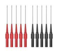Cleqee 10PCS Test Probes Pins Long Version 0.7mm Red & Black | Non-Destructive Insulation Wire Piercing Needles, Stainless Steel, Multimeter Probes for 4mm Male Banana Plug