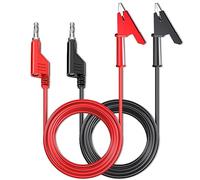 Cleqee 2-Pack 4mm Banana Plug to Crocodile Clip Test Leads, 10ft/3m Flexible Cable, Alligator Clips, Red & Black, Electrical Testing