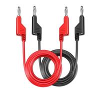 Cleqee 2PCS Stackable Banana to Banana Plug Test Leads Soft Electrical Test Cable Wire 10ft/3m Red Black for Multimeter 1000V 15A
