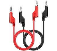 Cleqee 2PCS Stackable Banana to Banana Plug Test Leads Soft Electrical Test Cable Wire 3.3ft/1m Red Black for Multimeter 1000V 15A