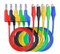 Cleqee 5PCS Stackabe Banana Plug to Alligator Clips Test Leads 5 Colours Soft Flexible Electrical Wire Cables for Multimeter Electrical Testing 500V/5A