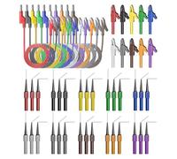 Cleqee Back Probe Kit 50PCS 4mm Stackable Banana Plug to Alligator Clip Automotive Test Leads Kit with Crocodile Clips, 30PCS 30V Back Probe Pins for Car Repairing Diagnostic Ten Colours