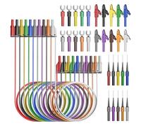 Cleqee Banana Plug Silicone Test Leads Kit 4mm Fully Insulated Safety Shrouded Stackable Banana Plug with Alligator Crocodile Clips Test Fork Back Probe Pins 40PCS for Electrical Testing
