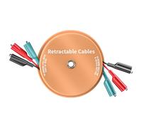 Cleqee Orange Retractable Test Leads Set 3 Wire 10ft 18 AWG with Alligator Clips Electrical Test Wires for Automotive, Boat, Trailer & Circuit Troubleshooting