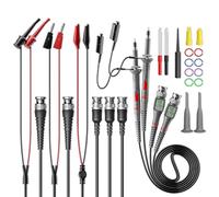 Cleqee Universal Oscilloscope Probes with Accessories Kit 100MHz 1X 10X 2 Pack with BNC to BNC, Test Hook, Alligator Clip, Banana Plug Test leads Wire Piercing Probe