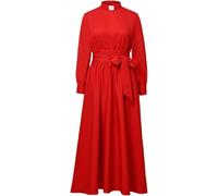 Clergy Dress for Women A Line Elegant Maxi Skirt Long Sleeve Modest Church Dresses Priest Costume with Collar and Belt Red