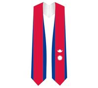 CLERKMANS Flag Graduation Stole - Length & Width Fits All Body Types - Study Abroad International Stole, Nepal, Universal