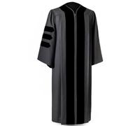 CLERKMANS Unisex Classic Doctoral PhD Graduation Gown, Black, 54 (5'9"-5'11")