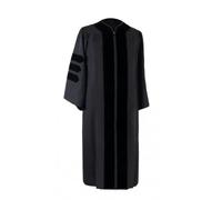 CLERKMANS Unisex Classic Doctoral PhD Graduation Gown, Black, 57XL (6'0"-6'2")