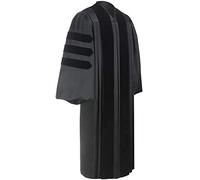 CLERKMANS Unisex Deluxe Doctoral PhD Graduation Gown - Doctorate Robe, Black, 54XL(5'9"-5'11")
