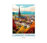 Clermont-Ferrand French Travel Stamp Canvas Poster Bedroom Decor Landscape Office Room Decor Gift 12" L X 18" W