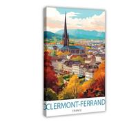 Clermont-Ferrand French Travel Stamp Canvas Poster Bedroom Decor Landscape Office Room Decor Gift 20" L X 30" W