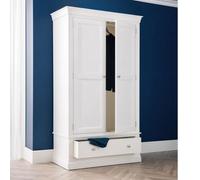 Clermont White 2 Door 1 Drawer Double Wardrobe